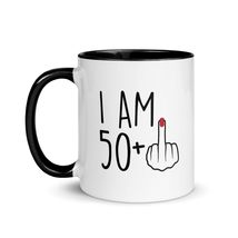 Funny 51Year Old Gift Coffee Mug with Color Inside, I Am 50Plus 1 Middle Finger  - $18.76+