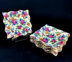 Lot 3x Vintage James Kent LTD Fenton Rosalynde 5&quot; Nut Dish Square Scalloped Tray - £67.64 GBP