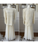 Vintage 80s Joan Leslie Evenings Mix and Match Beaded Top Chiffon Midi S... - €46,34 EUR