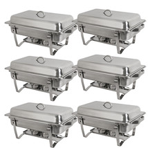 Full Size 8 Qt Buffet Catering Stainless Steel 6 Pack Chafer Chafing Dis... - £207.52 GBP