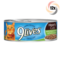 12x Cans 9Lives Hearty Cuts Real Chicken &amp; Fish in Gravy Cat Food 5.5oz - £18.18 GBP
