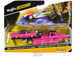 1957 Chevrolet Flatbed Truck and 1959 Chevrolet Impala SS Hot Pink with Black... - £23.51 GBP