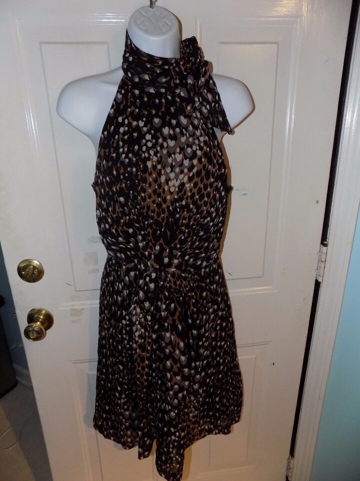 Primary image for Trina Turk Dress Black & Brown Patterned 100% Silk Size 4 Women's EUC HTF
