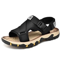 Nine o&#39;clock Anti-skid Men&#39;s Sandals Summer Shoes Light Mesh Breathable Male Fla - $48.92