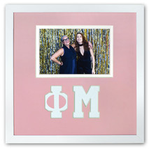Phi Mu Sorority Licensed Picture Frame for 4x6 photo Pink and White - £27.85 GBP