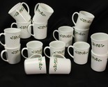 Corelle Winter Holly Mugs 3.75&quot; Tall Xmas Lot of 15 White Vein - $58.79