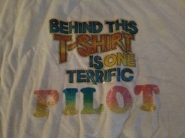1980&#39;s Terrific Pilot N6059Q Glitter Iron-on Blue 50/50 Sportswear T Shi... - $23.87