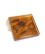 Vtg Brown Glass Paperweight – La Roche en Ardenne – Mountain Scene With ... - $401.42 MXN