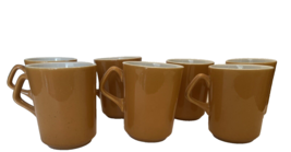 Coffee Cups 7 Homer Laughlin Dark Orange Butterscotch Marked 3.75 Inch Tall Vtg - £29.59 GBP