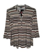 NWT Cocomo Size XL Beige Multi Color Stripe Print Pintuck 3/4 Sleeve Blo... - £26.14 GBP