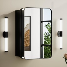 Tetote Medicine Cabinet 17 X 25 Black Bathroom Mirror Medicine Cabinet With - £114.24 GBP