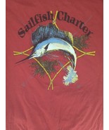 Newport Blue Sailfish Charter Red Short Sleeve T-Shirt Men’s XL - £10.02 GBP
