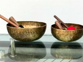 Singing Bowl two set 11 &amp; 9 inches Diameter Crown chakra-Root Chakra combo pack - £280.67 GBP