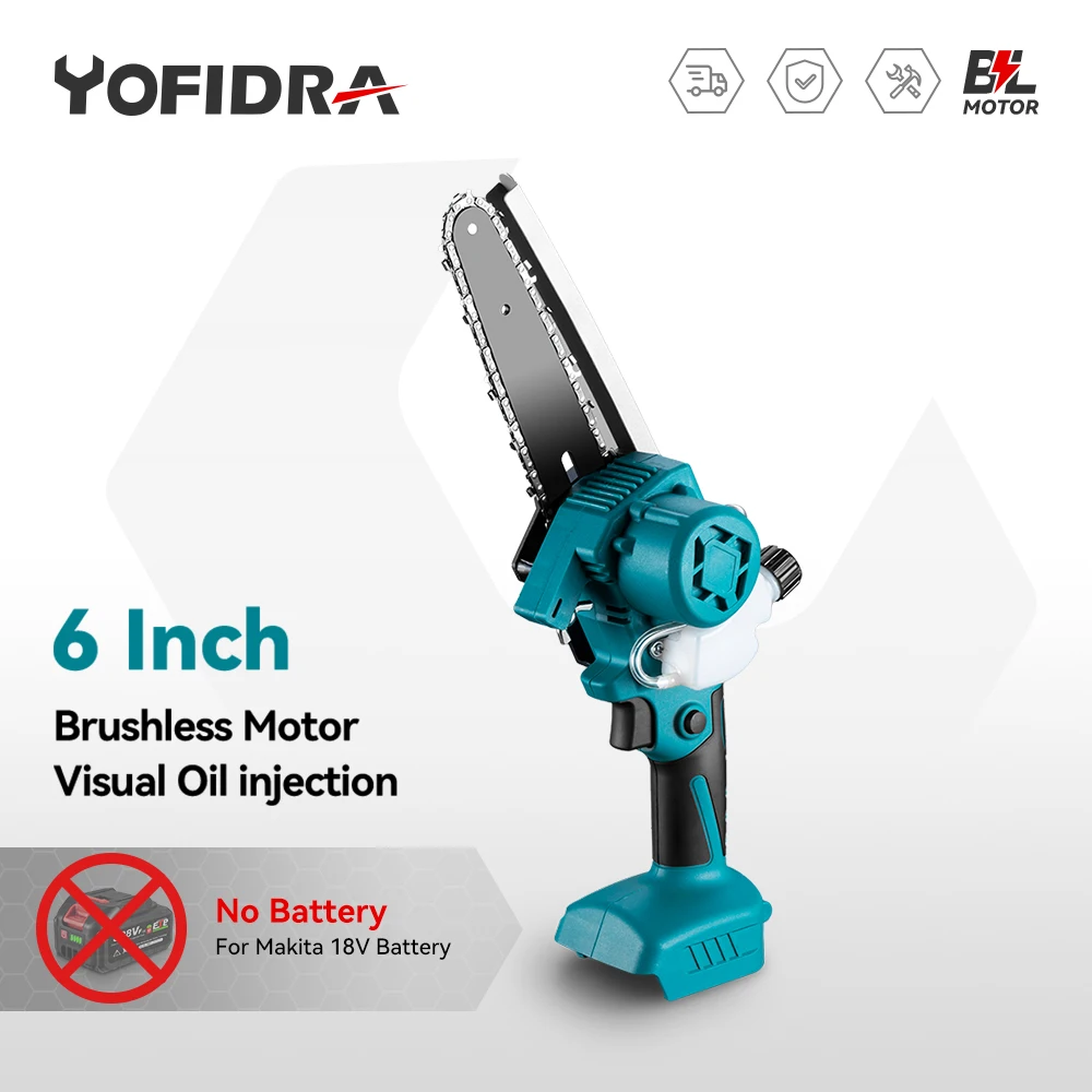 Yofidra 6 Inch Brushless Electric Saw Automatic Oiler Handheld Garden Logging - $61.63+