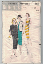 Vintage 1950s 1960s Sheath Dress &amp; Boxy Jacket Pattern Butterick 8493 Bu... - $9.99