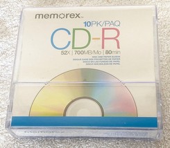 Memorex 10PK 52x 700MB 80 Min CD-R Recording CD&#39;s ~ New Sealed in Plastic Jewel - £4.70 GBP