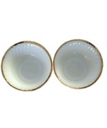 Two (2) Vintage Fire King ~ WHITE SWIRL ~ 8&quot; Serving Bowls ~ Gold Rim (3) - $69.68 CAD