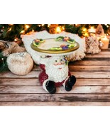 Fitz &amp; Floyd Essentials Christmas Santa Ceramic Pillar Candle Holder Can... - $31.88 CAD