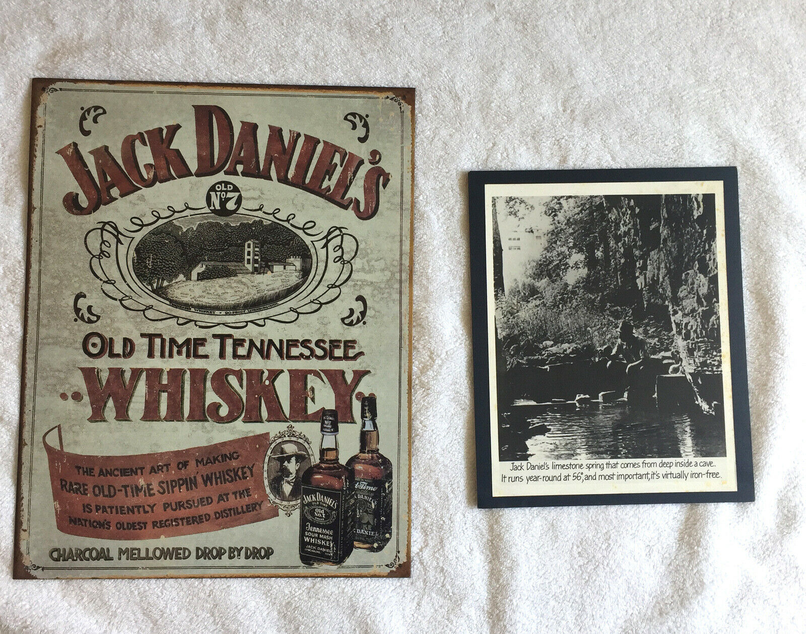 Jack Daniels Old No 7 Brand  Whiskey Tin Sign 12.5" by 16"  & B/W Spring Picture - £27.25 GBP