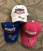 Hillary Hat (3) President 2016 Clinton White + Pink + Blue Signed Democrat New - £20.61 GBP