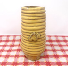 Yellow Beehive Vase Bee Ceramic Ribbed Coiled Hand Built Primitive Count... - $23.22