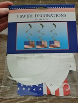 4TH OF JULY SWIRL DECORATION..PATRIOTIC DECOR.3 PACK HANGING SWIRL FLAGS - £6.95 GBP