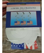 4TH OF JULY SWIRL DECORATION..PATRIOTIC DECOR.3 PACK HANGING SWIRL FLAGS - $168.40 MXN