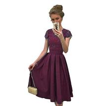 Kivary Short Beaded Lace Sheer Backless Formal Prom Homecoming Dresses Dark Plum - £73.17 GBP