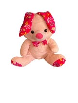 Kellytoy 2015 Pink Floral Feet Ears Bow Tie Designed Body Rabbit 12” Plush Toy - £14.07 GBP