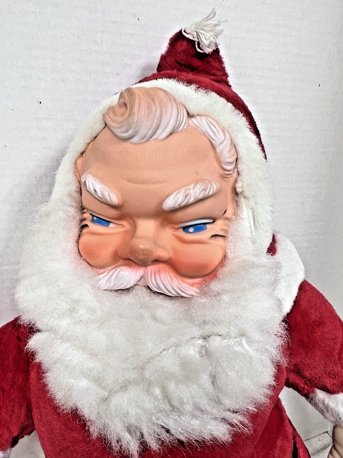 Vintage MCM My Toy Santa Claus 21" Rubber Face Christmas Doll Plush 1950s Blue E Item image 2