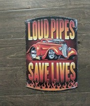13&quot; Loud Pipes Save Lives  3d cutout retro USA STEEL plate display ad Sign - £38.63 GBP