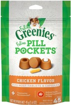 Greenies Feline Pill Pockets Cat Treats Chicken Flavor - 45 count - £10.65 GBP