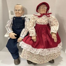 William Wallace Jr Grandma &amp; Grandpa Porcelain Dolls 23&quot; Vintage Extra Clothes - £207.37 GBP
