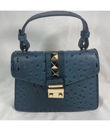 Blue Croc Texture Hand Bag Vegan Leather Small Crossbody Purse Clutch - $631.44 MXN