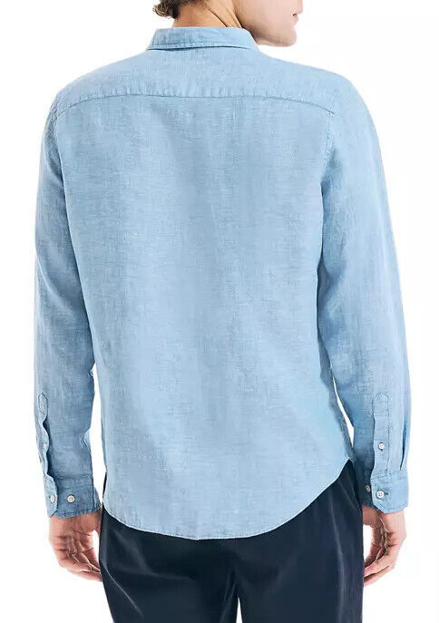 Nautica Men's Classic-Fit Solid Linen Shirt in Clear Sky Blue-Size XL Item image 2