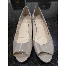 Calvin Klein Peep Toe Wedge Pumps Women&#39;s 7.5M Beige Patent Leather Comf... - $34.65