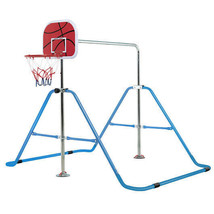 Kids Folding Horizontal Bar with 4 Adjustable Heights-Blue - Color: Blue - $133.52