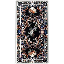 6&#39;x3&#39; Black Marble Dining Room Living Table Top Collectible Inlay Art Decor E640 - £3,668.60 GBP