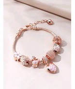 Charms bracelet, bracelet with charms and strass, simil pandora bracelet... - $19.00