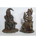 Vintage Punch &amp; Judy Cast Iron Door Stops Large Bronze Copper Color Weat... - $83.16