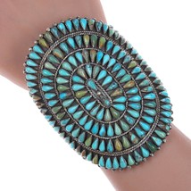 6.75&quot; Vintage Oversized sterling turquoise cluster bracelet - £1,180.36 GBP