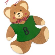 Teddy Bear Wooden Die Cut Ornament Christmas Handpainted Cabincore Farmhouse - £11.06 GBP