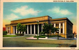St Paul MN Minnesota Union Station 1946 Vtg Linen Postcard - $3.91