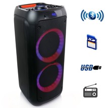 New beFree Dual 8 Inch Bluetooth Portable Party Speaker w/ Reactive Lights SD - £141.71 GBP