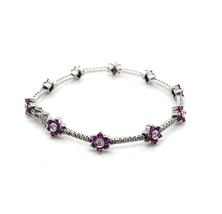 2.50ctw Round Pink Sapphire and .45ct Diamond 18K White Gold Flower Bracelet - £3,788.42 GBP