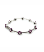 2.50ctw Round Pink Sapphire and .45ct Diamond 18K White Gold Flower Brac... - £3,842.20 GBP