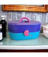 Vintage 1990s Caboodles Makeup Organizer Case Caddy Turquoise Purple Pin... - $68.08 CAD
