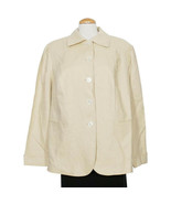 RALPH LAUREN Sand Tan Linen Peplum Button Front Classic Collar Jacket - $109.99