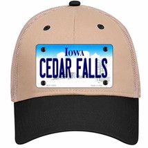 Cedar Falls Iowa Novelty Khaki Mesh License Plate Hat - £22.70 GBP