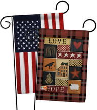 Primitive Collage Love Hope - Impressions Decorative USA - Applique Garden Flags - £24.90 GBP